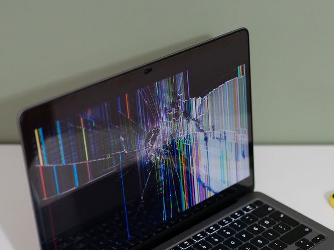 Laptop with a cracked screen