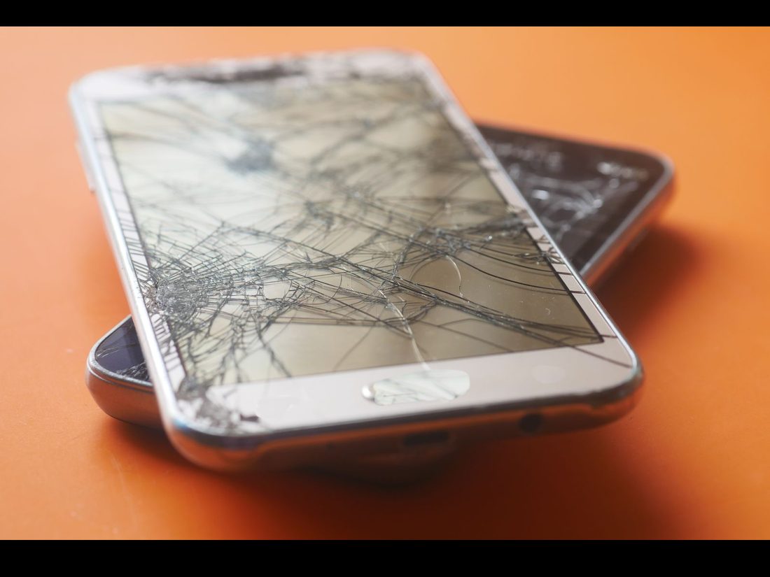iPhone with a smashed screen
